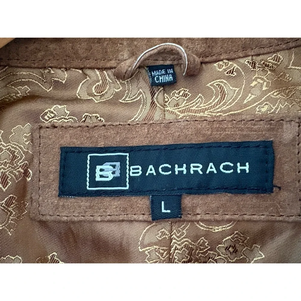 Vintage Bachrach 100 % Genuine Leather Suede Shirt Jacket Button Up Size Large - Picture 2 of 10